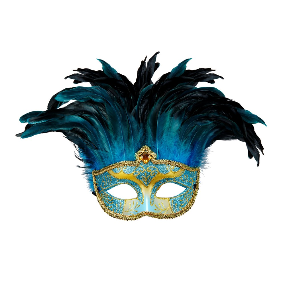 Eye mask with feathers, blue