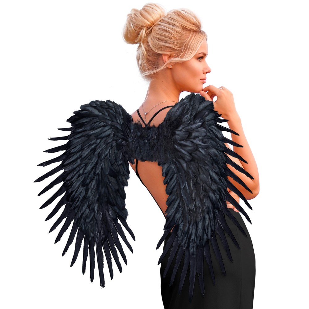 Крылья из перьев, чёрные, 80x60см