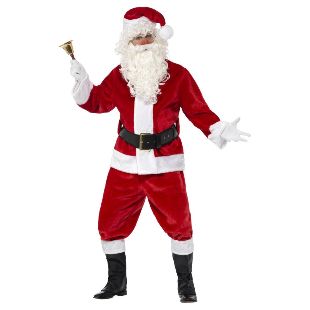 Santa costume, jacket, hat, pants, belt, gloves and boot covers (S)