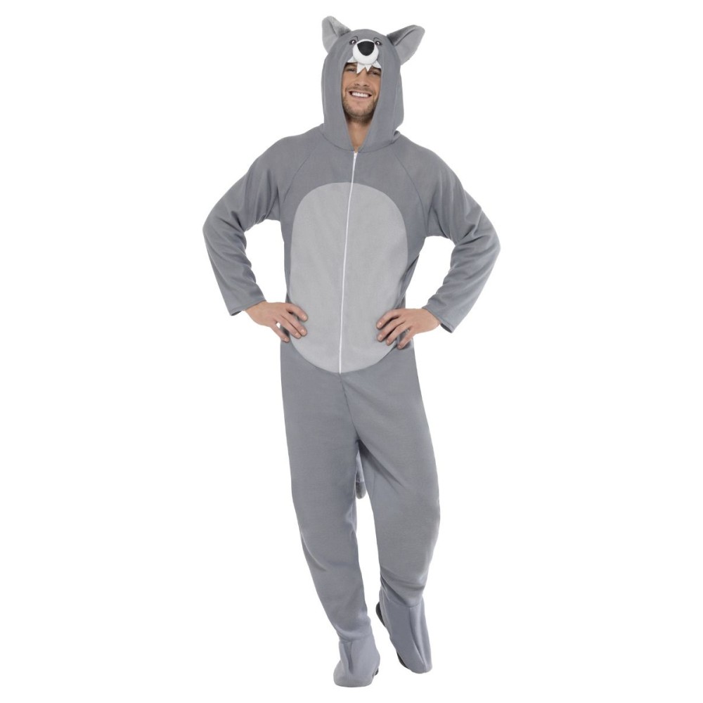 Wolf costume, hooded jumpsuit (L)