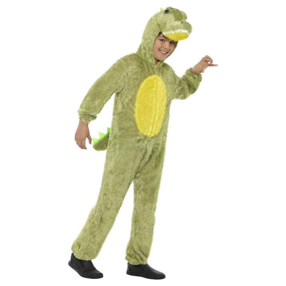 Krokodilli kostüüm, kapuutsiga jumpsuit, lastele (M, 130-143 cm, 7-9 a.)