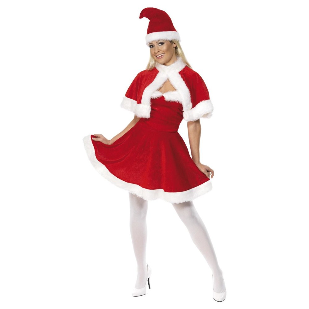 Christmas costume for women, dress, cape and hat (S, 34-36)