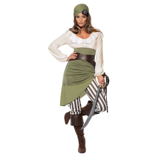 Piraadi kostüüm, top, seelik, retuusid, pearätik, vöö ja säärised (L/44-46)