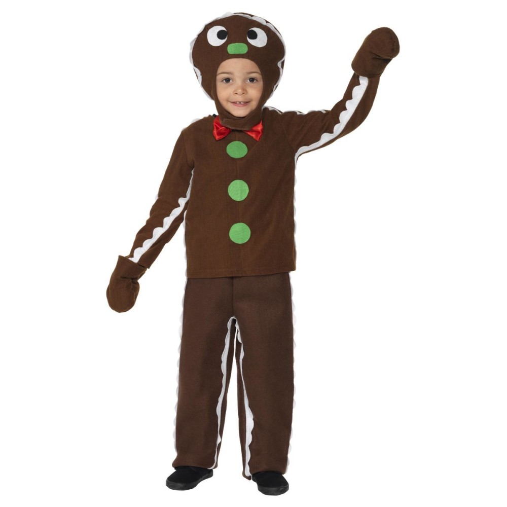 Gingerbread man costume, top, pants and headgear, for children (M, 130-143cm, 7-9 years)