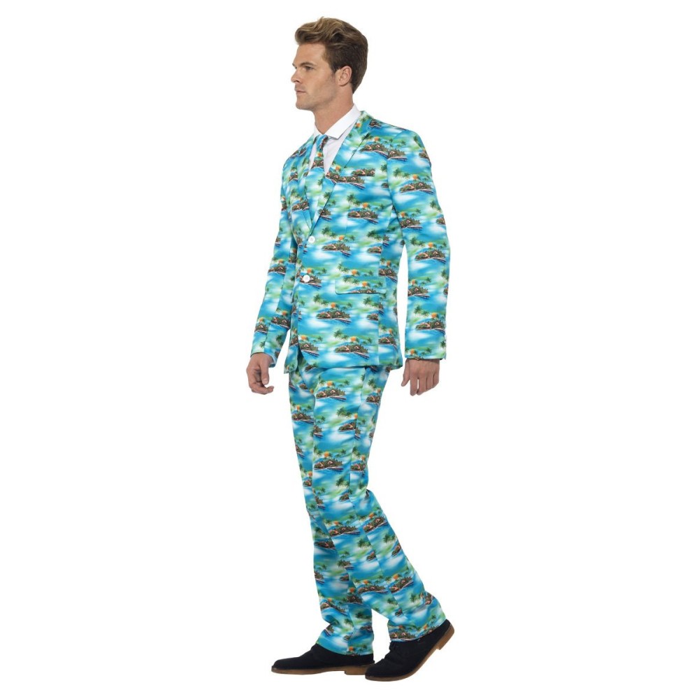 Aloha! suit, jacket, pants and tie, blue (XL)