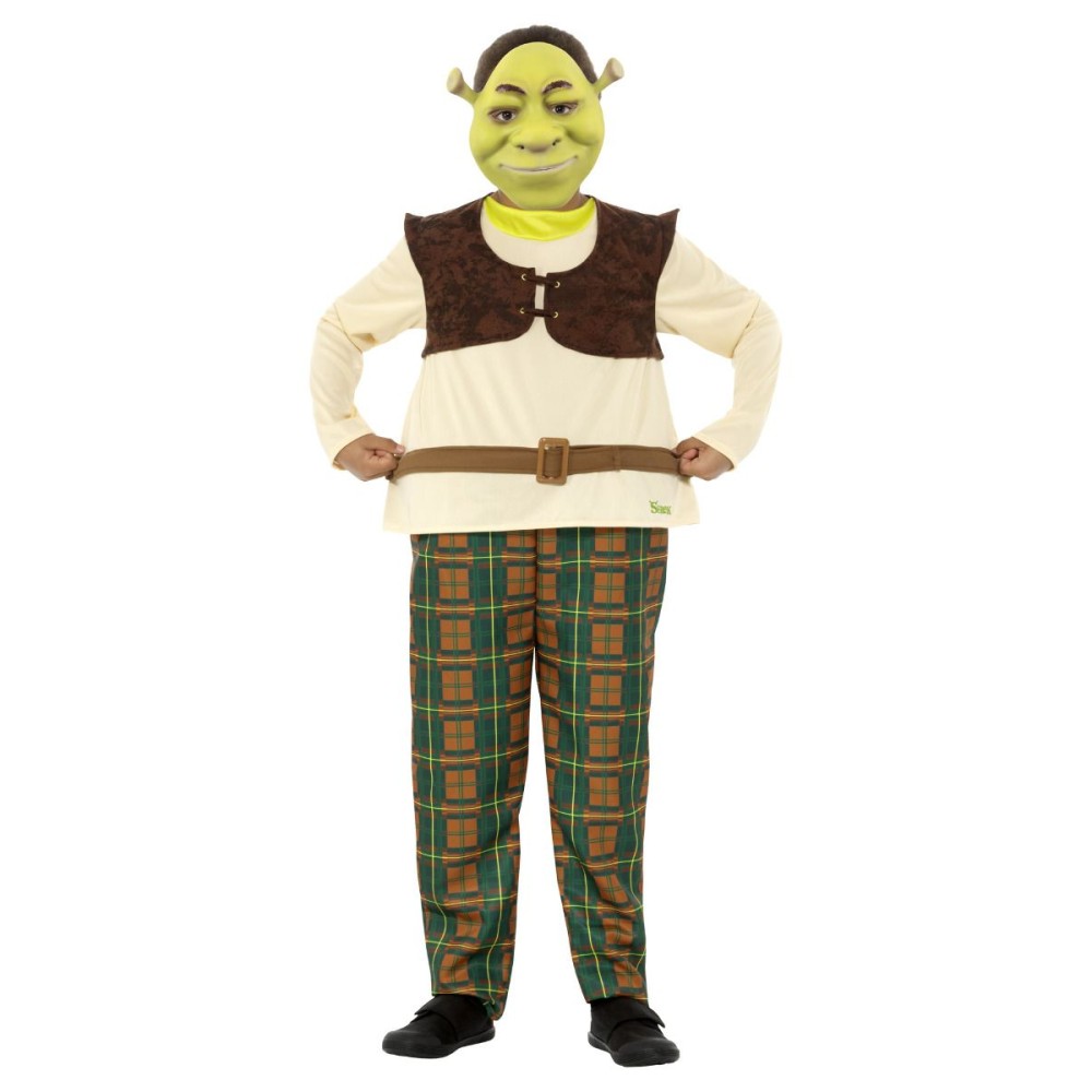 Shrek, costume, with hooped all in one, mask, for kids  (S, 115-128 cm, 4-6 a.)