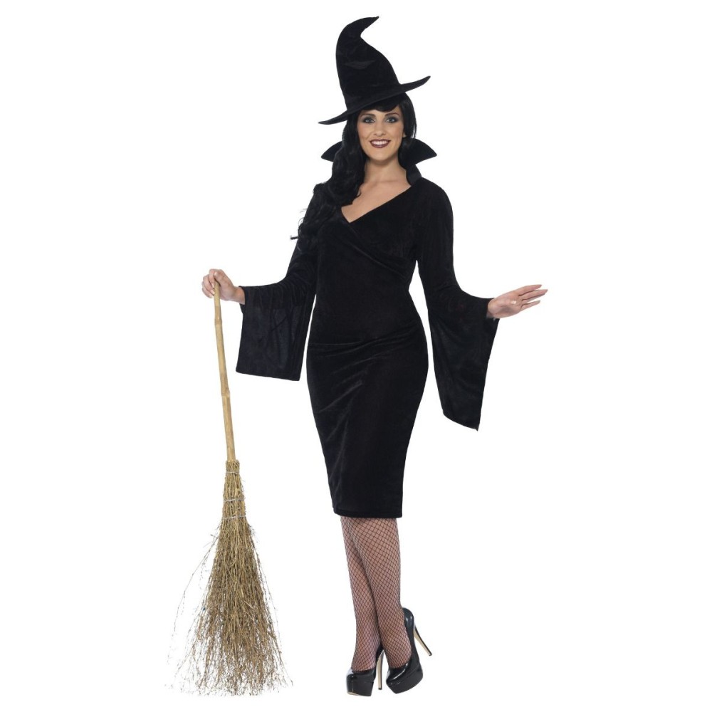 Witch costume, dress and hat, black (XXXL, 56-58)