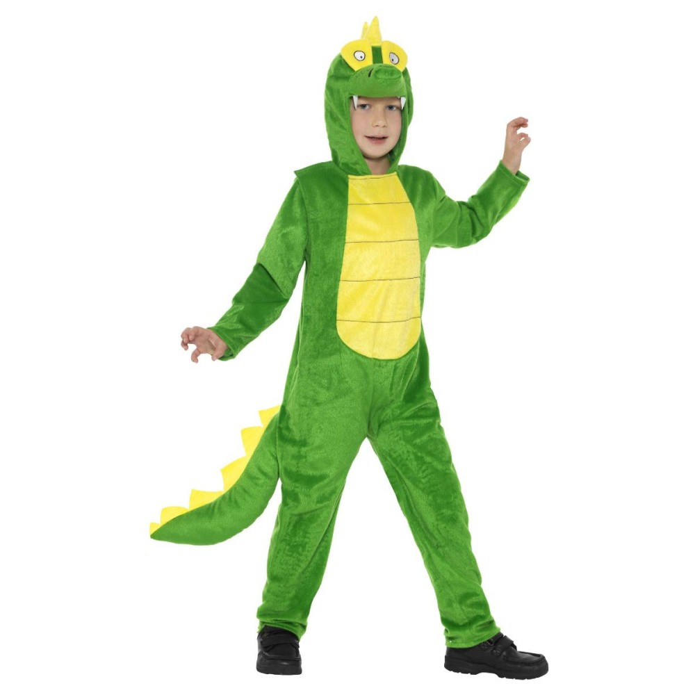 Krokodilli kostüüm, kapuutsiga jumpsuit, lastele (L, 145-158 cm, 10-12 a.)