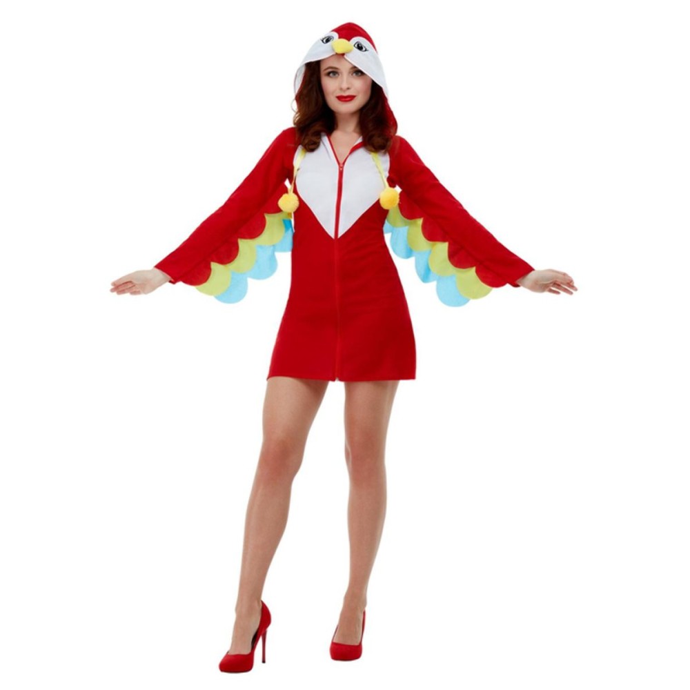Parrot costume, hooded dress, red (XS, 32-34)