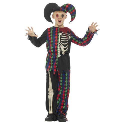 Narri kostüüm skeletiga, särk, püksid ja müts, lastele (L)