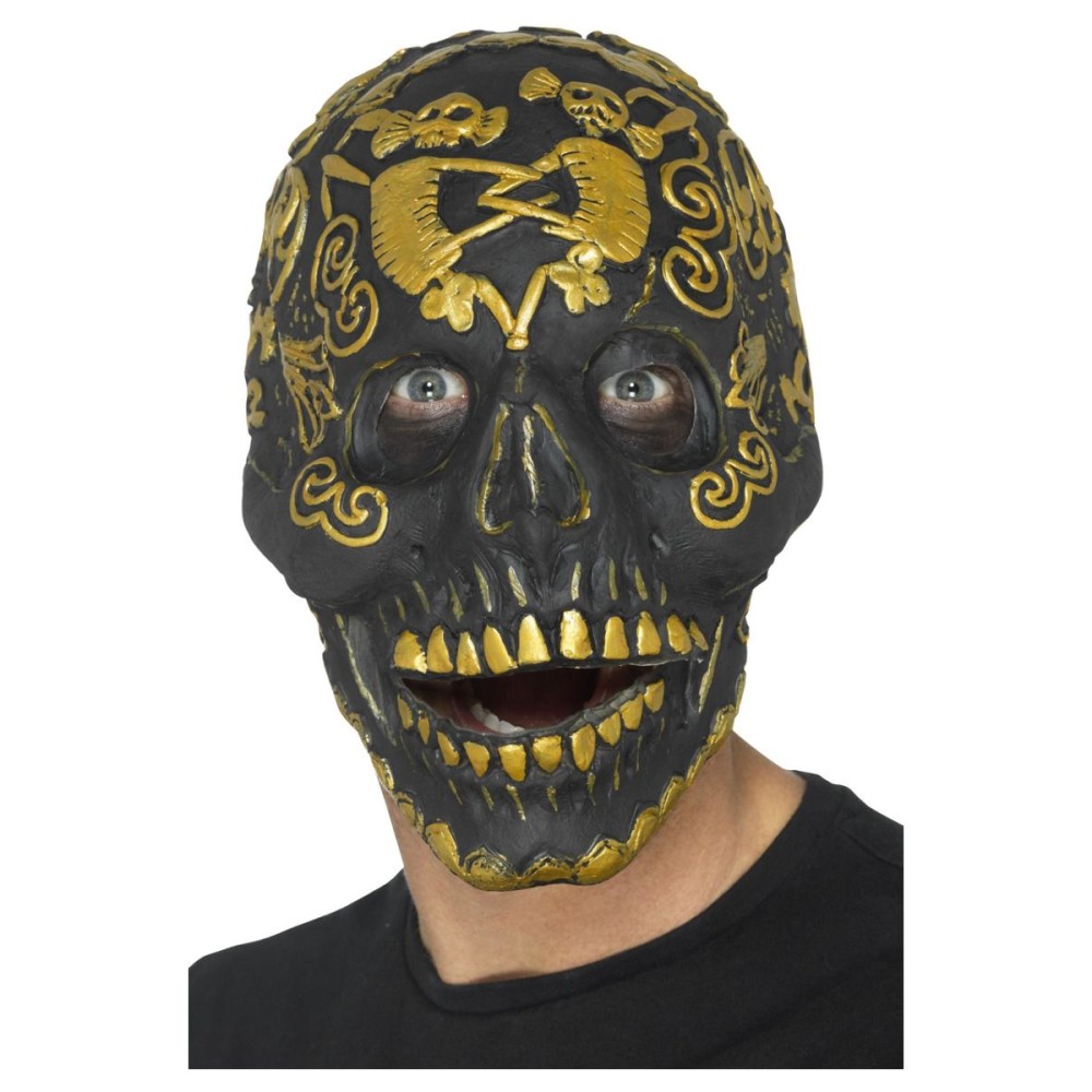 Mask, pealuu, must-kuldne, lateks