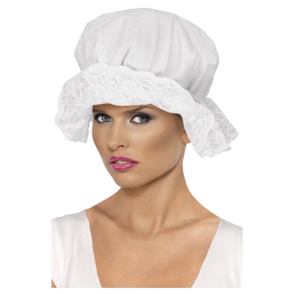 Mobcap, pitsilise äärega, valge müts