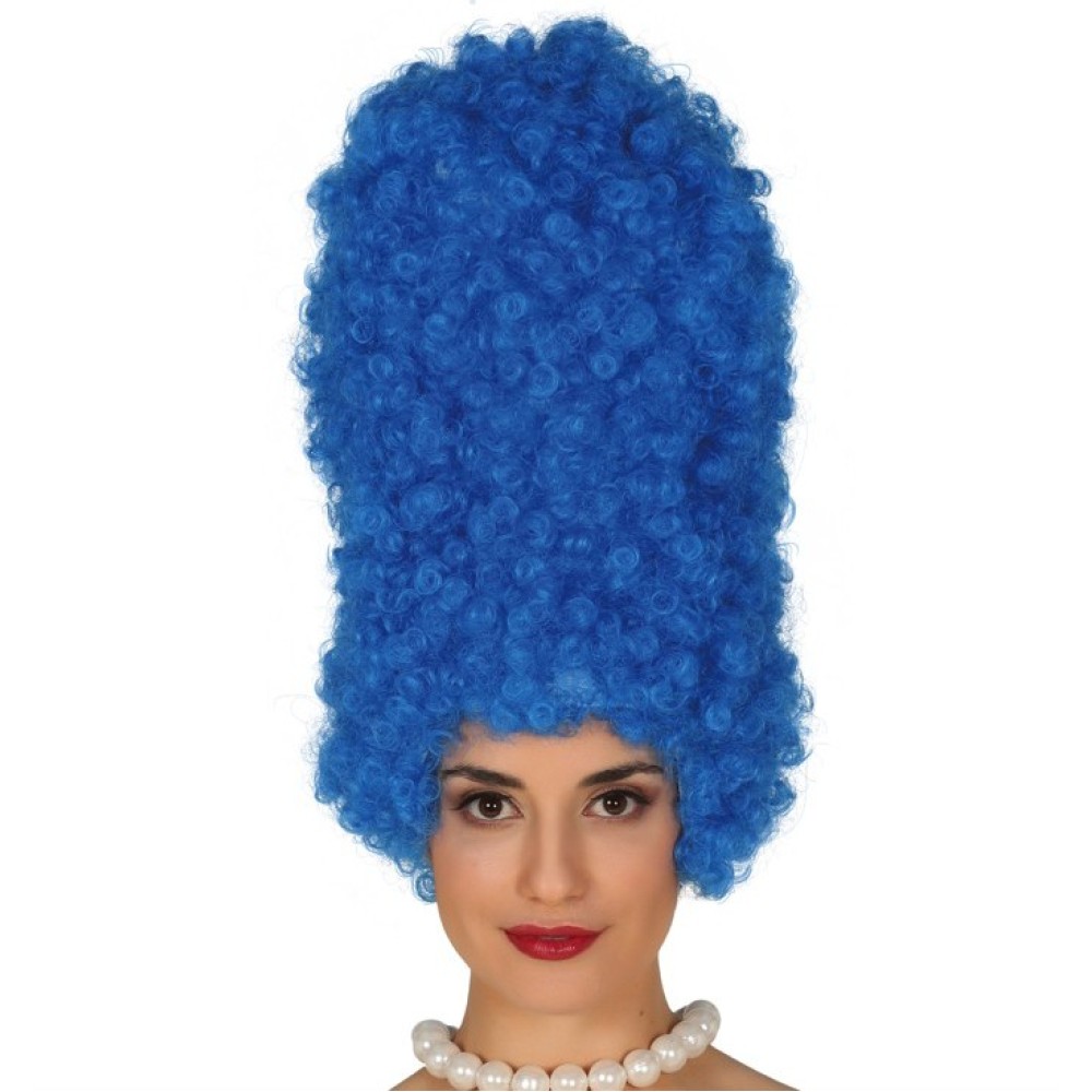 "Blue curly wig"