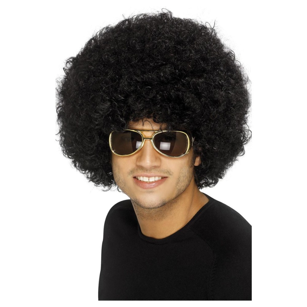 70s style afro wig, funky, black