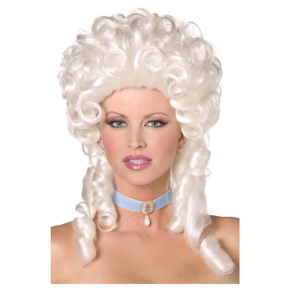 Baroque wig, high, with curls, white