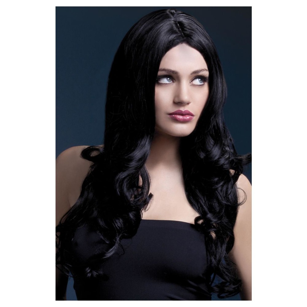 Black wig (Rhianne), curls at the ends, long, 66cm