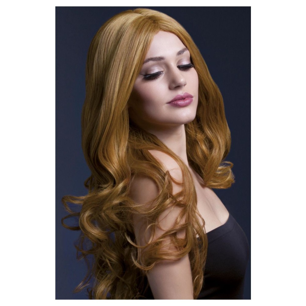 Brown wig (Rhianne), curls at the ends, long, 66cm
