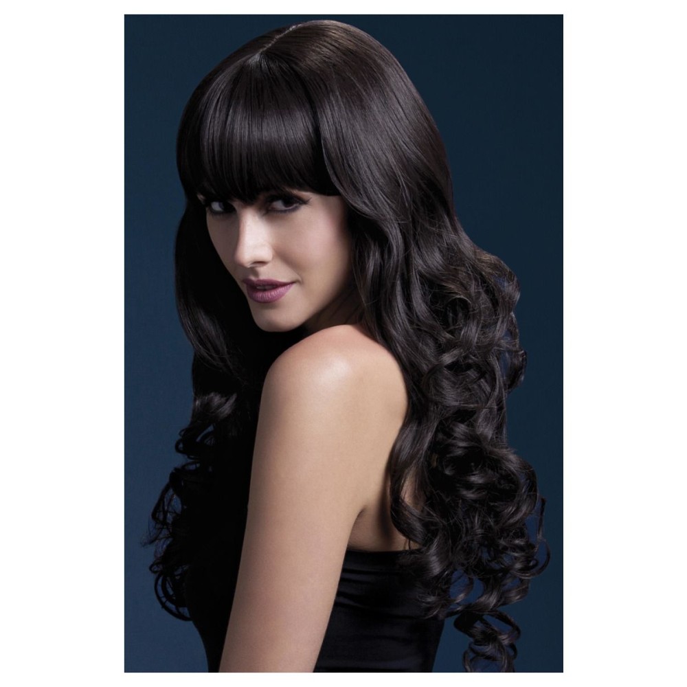 Brown wig with fringe (Isabelle), curls at the ends, 66cm