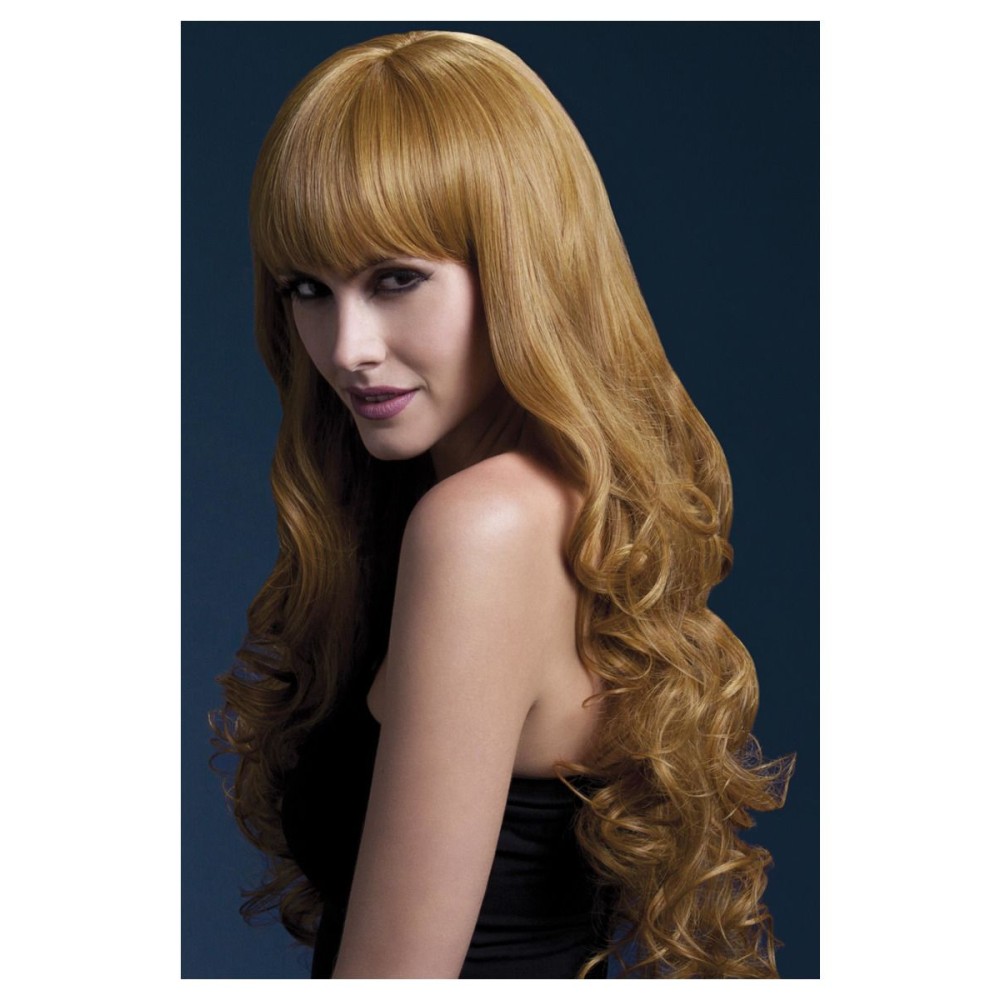 Auburn wig with fringe (Isabelle), curls at the ends, 66cm