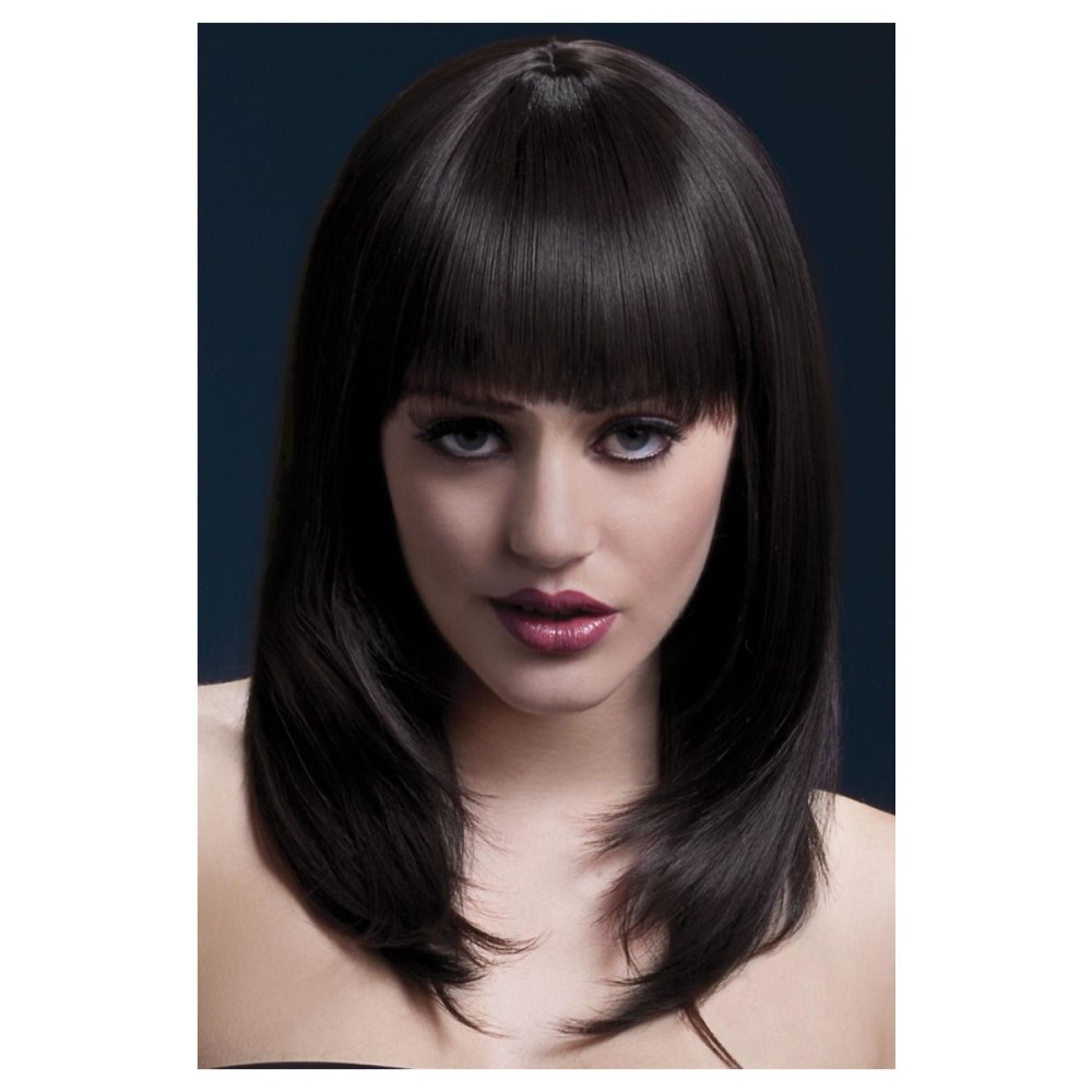 Brown wig with fringe (Tanja), straight, 48cm