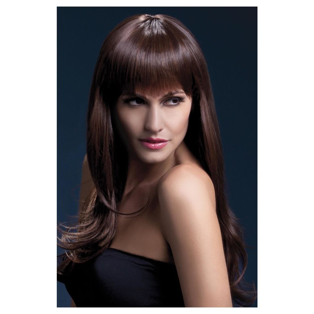 Brown wig with bangs (Sienna), straight, 66cm