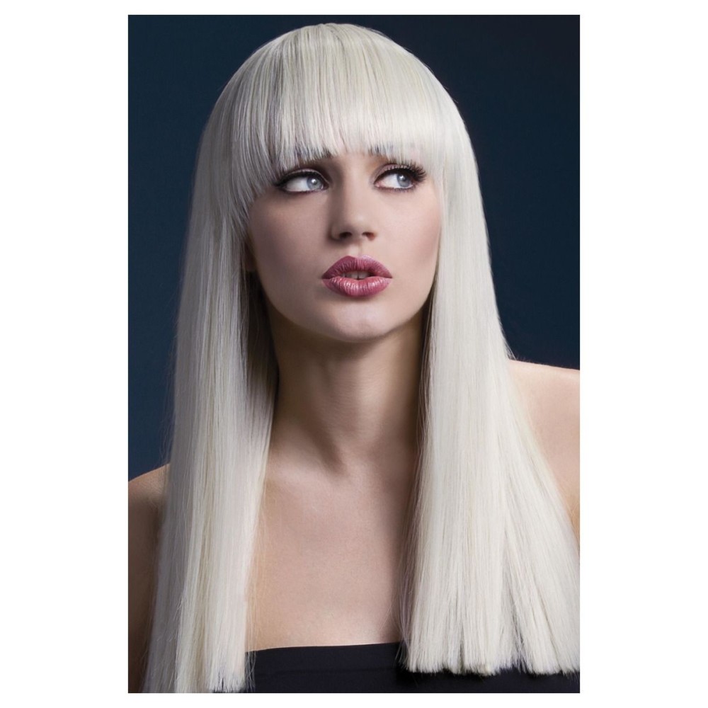 Blonde wig with fringe (Alexia), straight, long, 48cm
