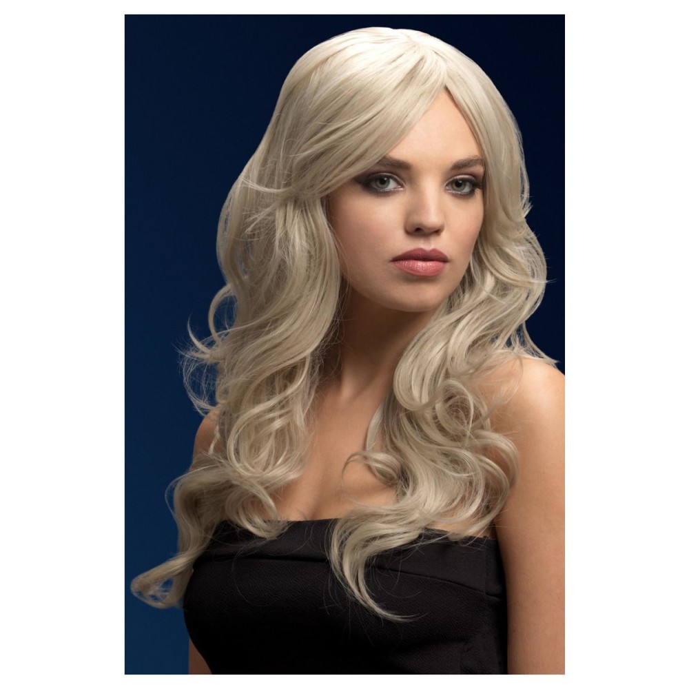 Silver blonde wig (Nicole), wavy, long, 66cm