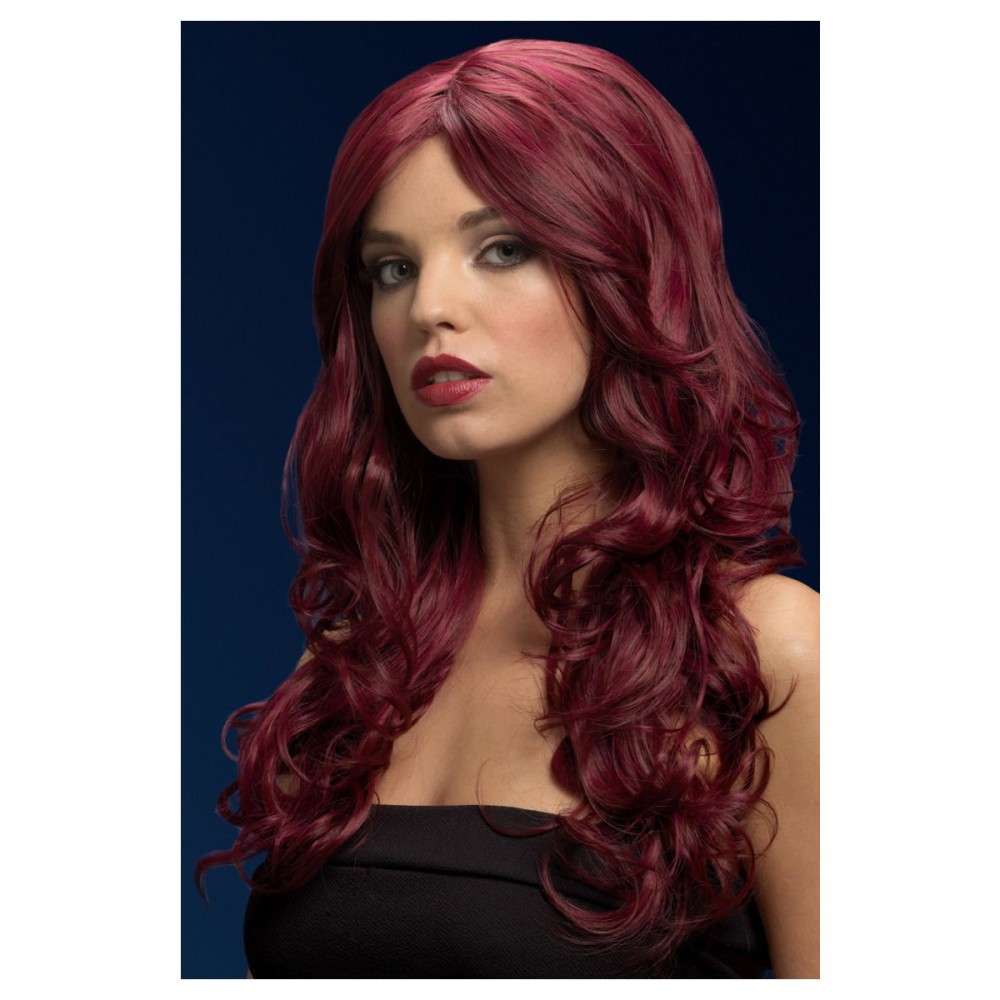 Cherry red wig (Nicole), wavy, long, 66cm