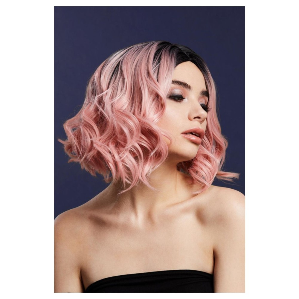 Two-tone baby pink wig (Kourtney) curls, 30cm