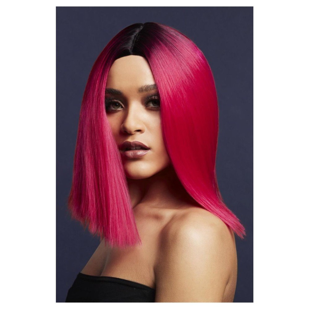 Двухцветный пурпурно-розовый парик (Кайли), прямой, 37см