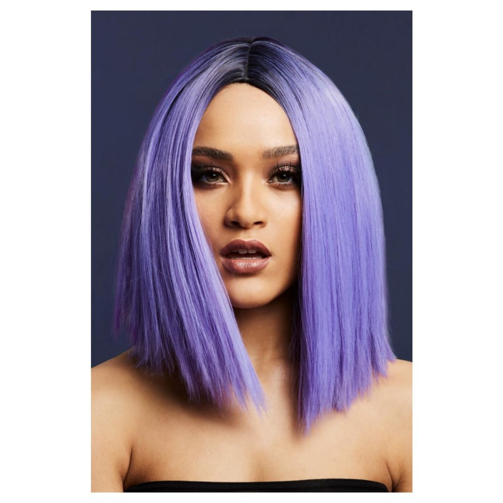 Двухцветный фиолетовый парик (Кайли), прямой, 37см