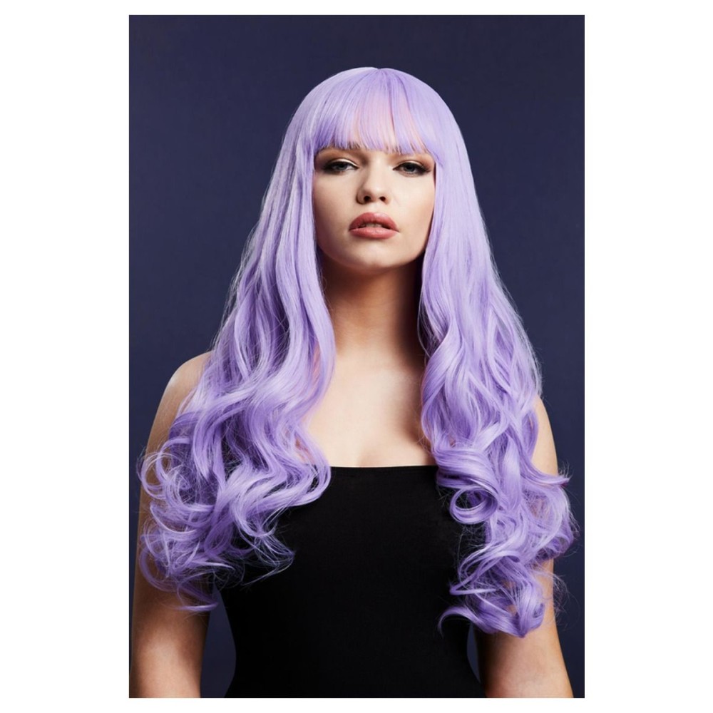 Фиолетовый парик с челкой (Джиджи), завитки на концах, очень длинный, 62см