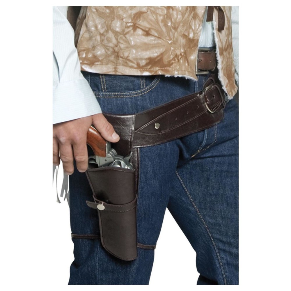 Cowboy pistol holster with belt, brown