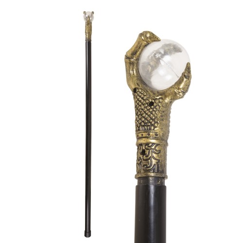 Walking stick with golden claws and crystal ball 