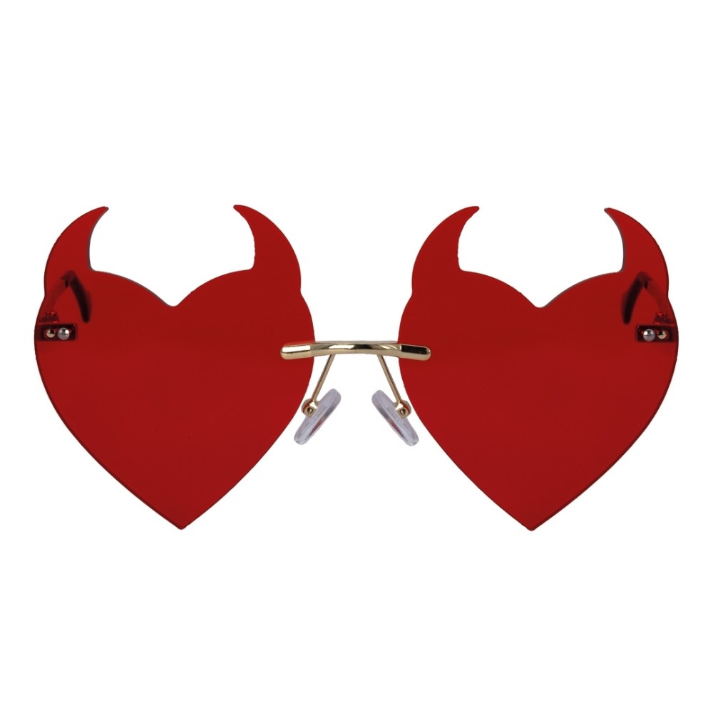 Heart-shaped glasses with devil horns