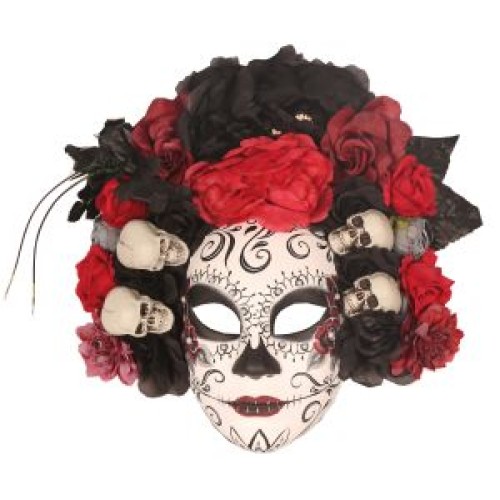 Mask "Surnute päev", kolju ja roosidega