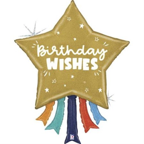 Täht «Birthday wishes» , kuldne