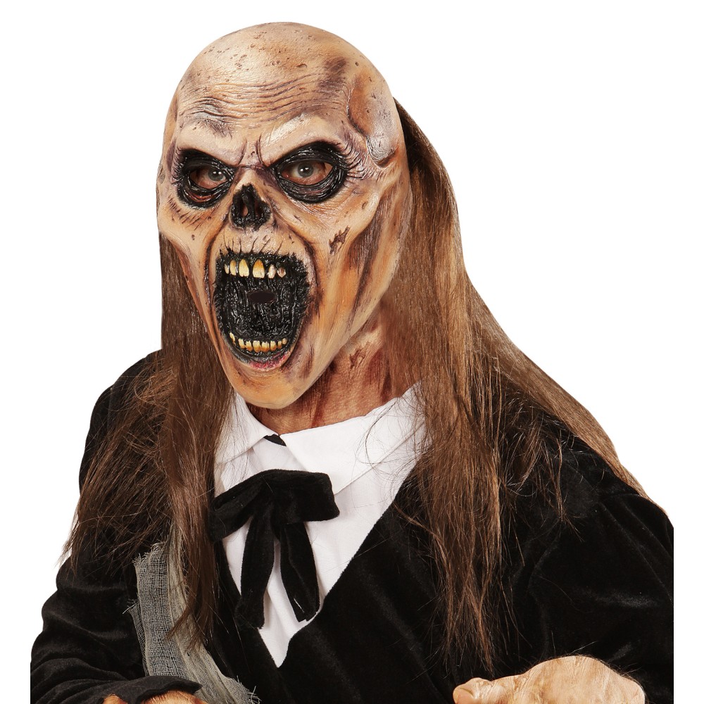 Zombie mask with hair, latex
