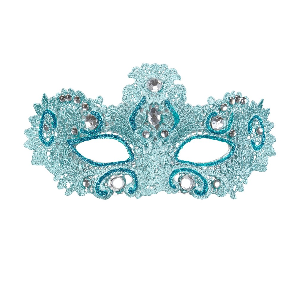 Eye mask, sky blue, with stones