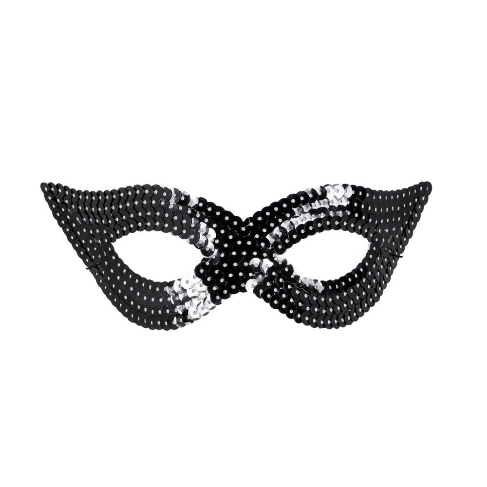 Eye mask, black, with sequins