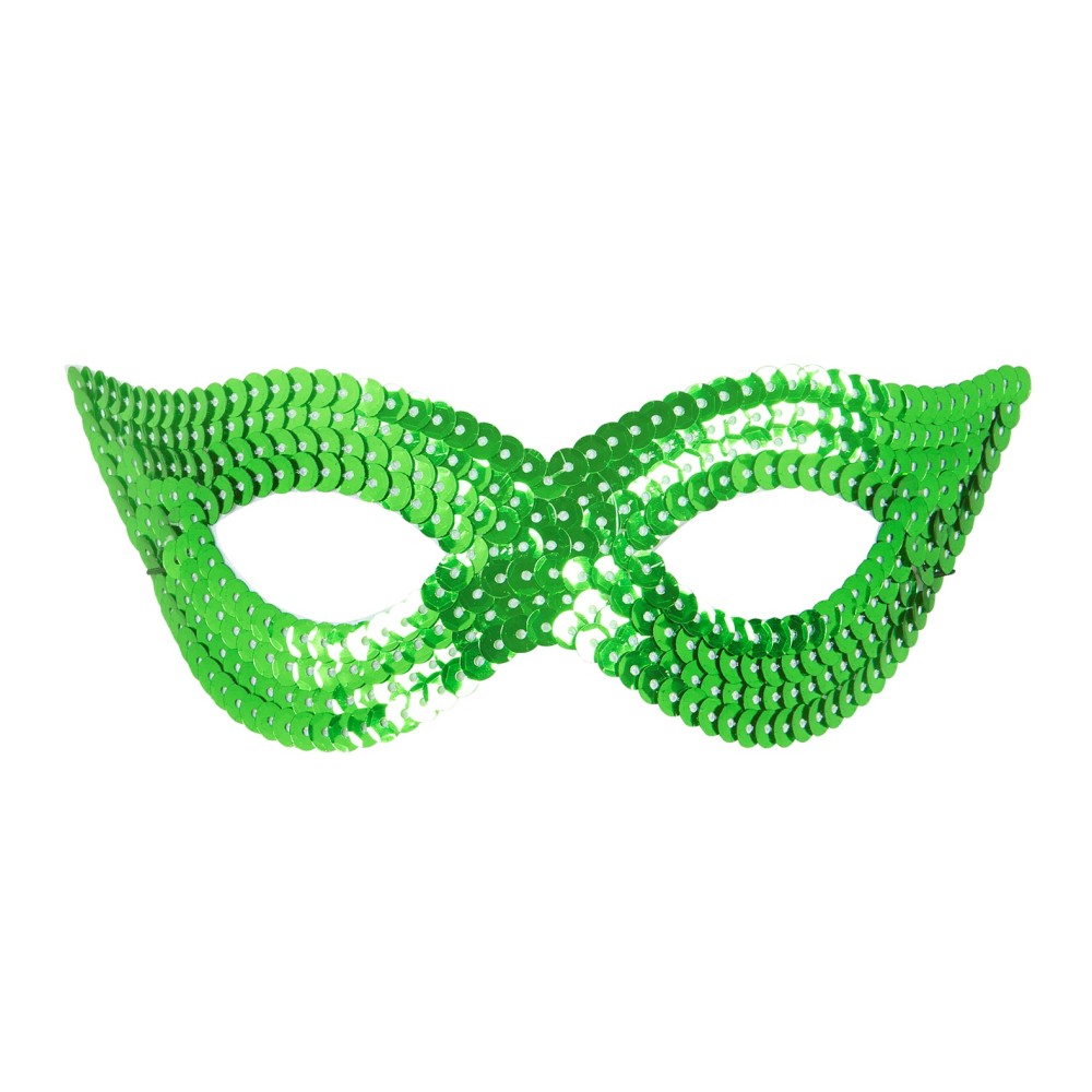 Eye mask, green, with sequins