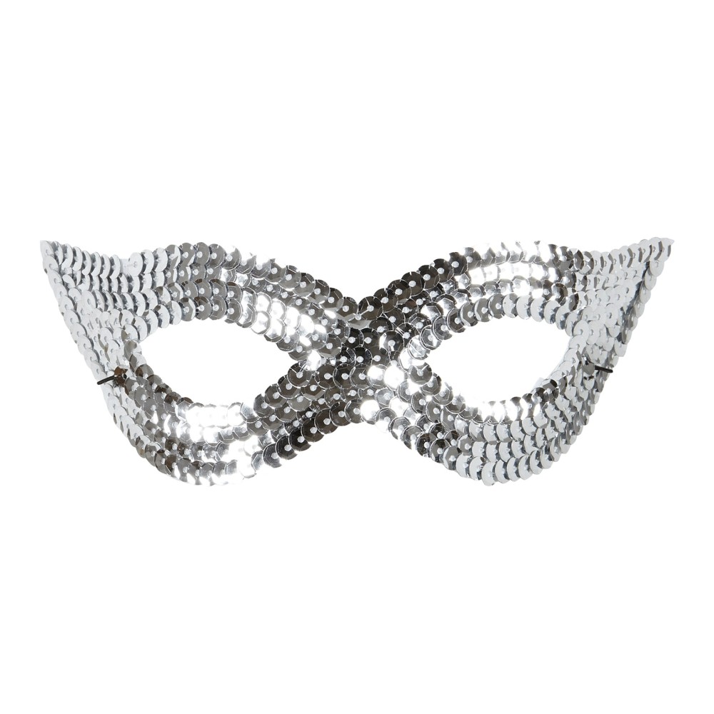 Eye mask, silver, with sequins