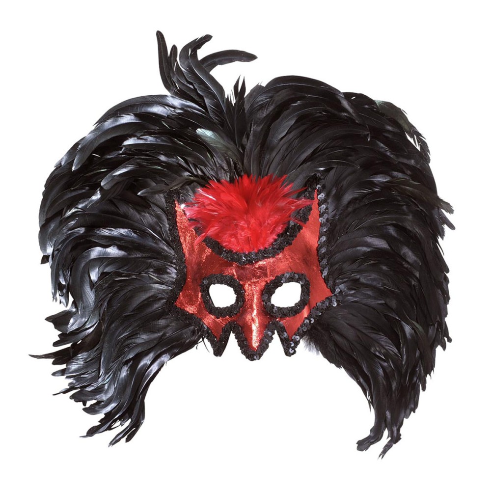 Devil's mask, with long feathers