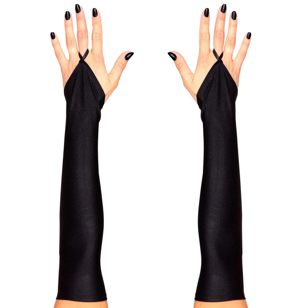 Long fingerless gloves, black