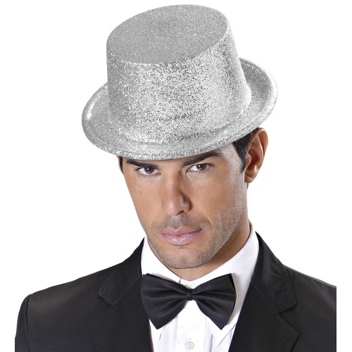 Hat with glitter, silver