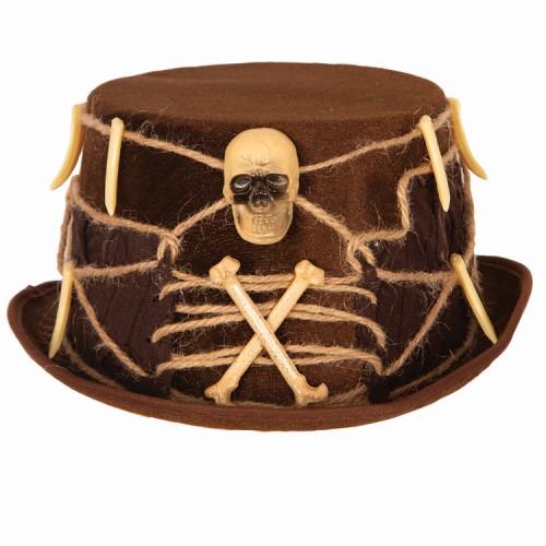 Hat topper skull , brown
