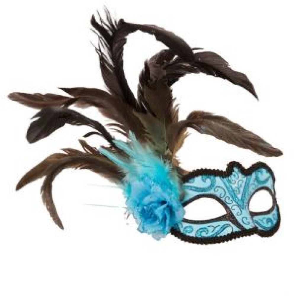 Venetian eye-mask feather, blue