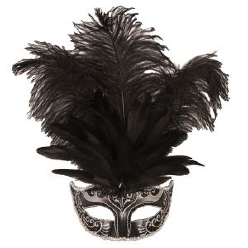 Venetian eye-mask feather, silver