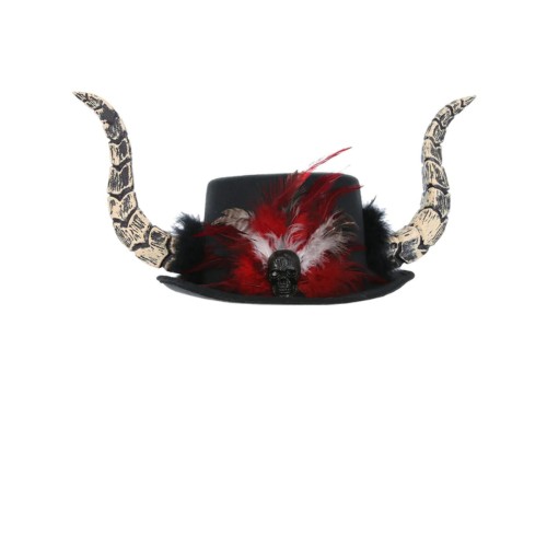 Voodoo horn hat, with feathers