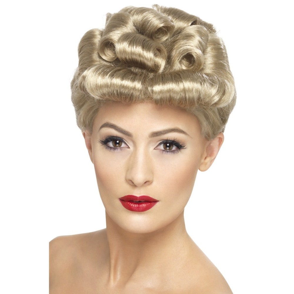 40s style wig, blonde, curly, short